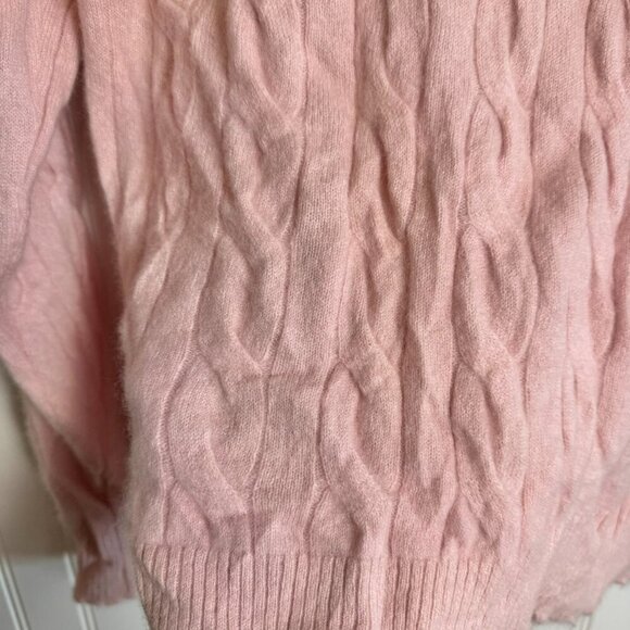 Minnie Rose 100% cashmere light pink distressed V-neck sweater fits medium K32 - Picture 4 of 6